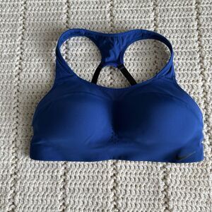 Nike Dri Fit Women S (Cup Size A, B, C) Support Padded Bra Blue Black Racerback
